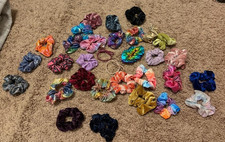set of 32 velvet / foiled  other hair scrunchies  NEW