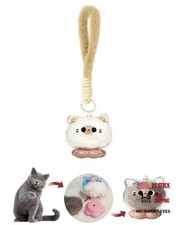 Cat Fur Memory Charm Pet Hair Keychain-Memorial Keepsake,Plush-Style Dazed Cat