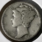 1941 D  MERCURY 10c DIME 90% Silver American Coin #18