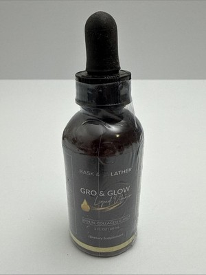 Bask & Lather Gro & Glow Hair Liquid Vitamin-Biotin/Collagen/MSM 2oz