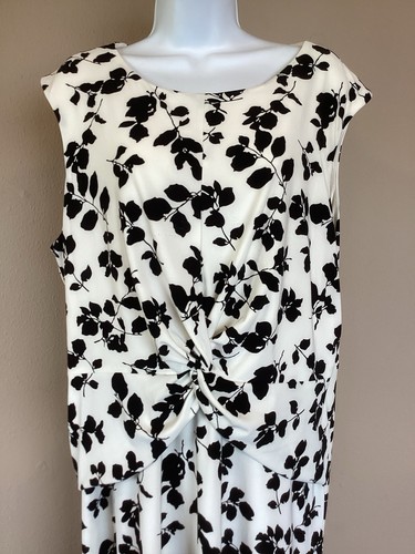 Lauren Ralph Lauren Dress Women’s White Black Size 18 Sleeveless - Picture 2 of 10