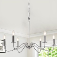 Lustre Moderne Vintage, 6 Lumières Plafonnier Argent Suspension Luminaire Ind...
