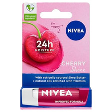 NIVEA Cherry Shine Lip Balm (4.8g) Flavoured Lip Balm with Shea Butter
