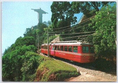 Rio de Janeiro Corcovado Funicular Train Christ Redeemer Postcard