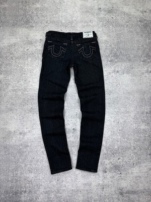 Vintage True Religion Black Pink Thread Skinny Jeans Pants For Women Size 14