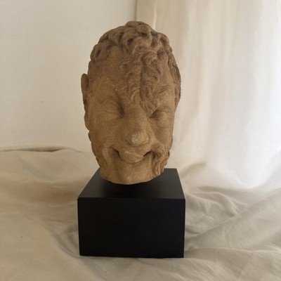 Vintage Museum Pieces INC. Satyr Bacchus Pan Concrete Bust Head Sculpture