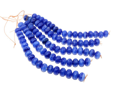 80 pc Blue glass beads, Striped beads for Jewelry making & DIY Arts & Crafts