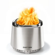 EAST OAK Camber Smokeless Fire Pit 17'' for Outside Patio, 304 Stainless Stee...