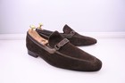 MORESCHI Herren Leder Loafer Mokassin Strap Slipper Braun gr 8 / 42