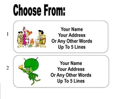 30 Flintstones or Great Gazoo Personalized Address Labels