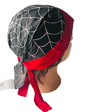 Black Widow Spider Web Do-Rag Bandana Tie-Back Head-Warp Scarf Bikers Skull Cap