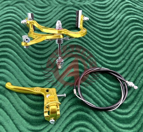 Gold Old School BMX Bike MX BRAKE CALIPER, CABLE & LEVER Vintage Cruiser Bicycle - Picture 3 of 12