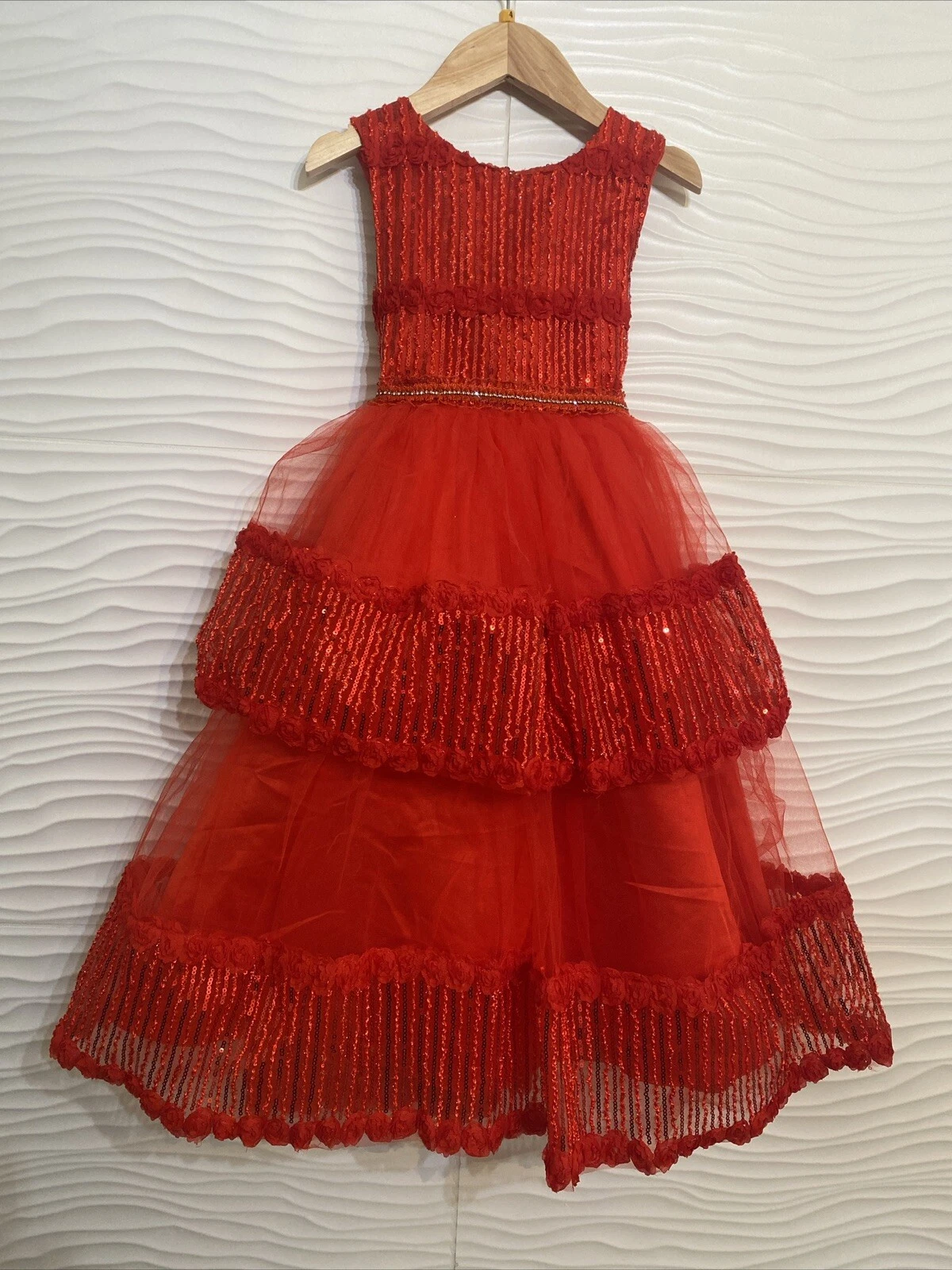 Girl’s Royal Red Long Dress Size 4