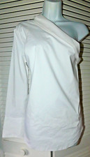 Banana Republic Size 6 White Stretch One Shoulder Womens Cuffed Shirt BNWT 78