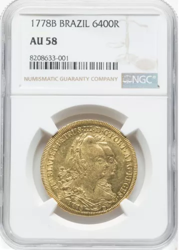Brazil 6400R 1778-B “Gold Coin” NGC: AU 58. #C1018
