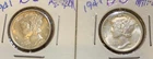 Lot of 2 1941 Mercury Dimes - BU - Full Split Bands