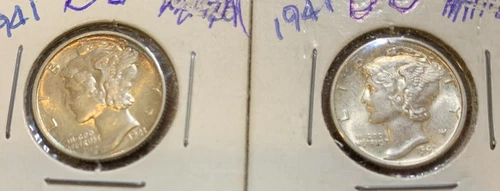 Lot of 2 1941 Mercury Dimes - BU - Full Split Bands