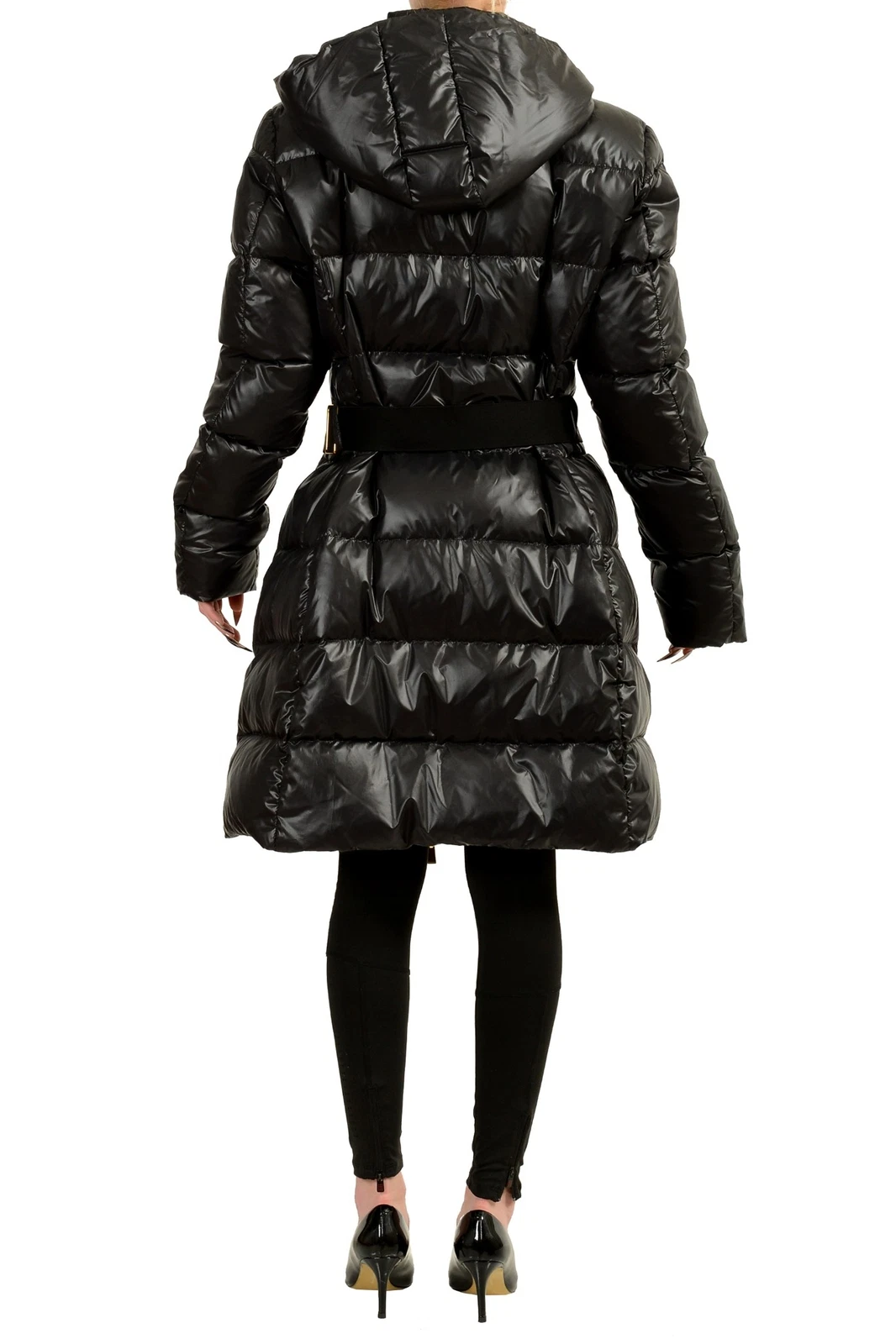 Versace donna piumino nero parka giacca cappotto con cappuccio staccabile US L IT 44