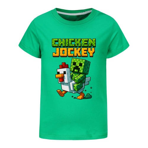 Unisex Kids Funny Chicken Jockey T-Shirt Gamer Chicken Ride GameS Girls Boys Top - Picture 35 of 53
