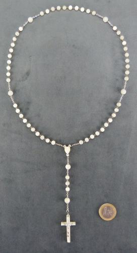 Ravissant ancien chapelet de prière, perles et croix en nacre, 20 ème, France - Picture 7 of 7