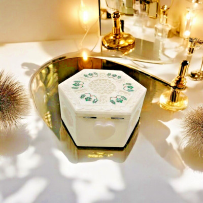 White Marble Jewelry Box   Handmade Ring Box or Trinket Box   Luxury Stone Décor