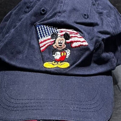 Vintage Walt Disney World Mickey Mouse America Denim Hat Snapback Flag Patriotic Mickey Mouse USA Flag Patriotic America Denim Jean Hat Cap  main image 4