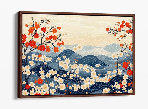 JAPANESE STYLE MOUNTAIN ART-FLOAT EFFECT FRAMED CANVAS WALL ART PRINT - Picture 7 of 12