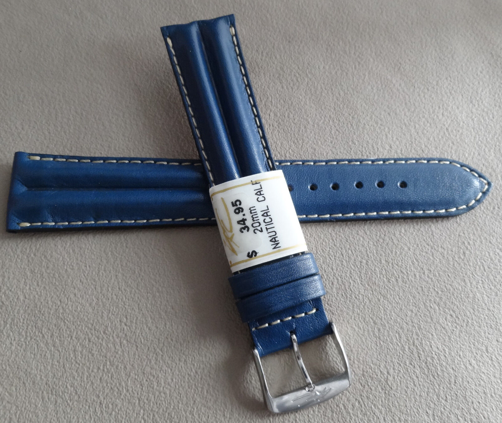 France Navy Blue Water Resistant 20mm Long Watch Band Chrome Buckle $34.95