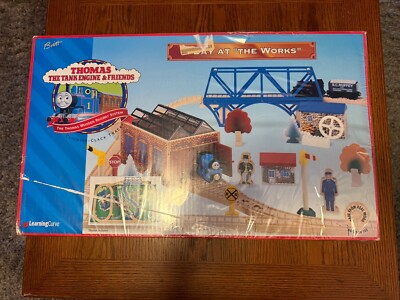 Thomas & Friends Wood Train Set A Day At ''The Works'' - New - Never Opened