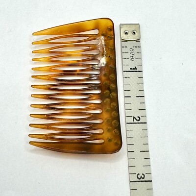 Vintage Faux Tortoise Hair Combs with Rhinestone Accents French Pair of Faux Tortoise Vintage Hair Combs, Clear  main image 2