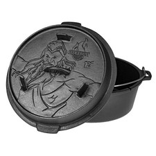 FEUERGOTT Dutch Oven 6L Gusstopf mit Deckel Grilltopf ohne Füße