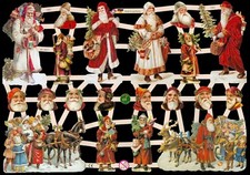 VICTORIAN DIE CUT PAPER SCRAPS MIXED SANTAS ef7331 GERMANY CHRISTMAS CRAFTS