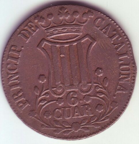 Coin 6 Quarters Isabel II - Year 1841 - Catalonia - Barcelona - Foto 2 di 2