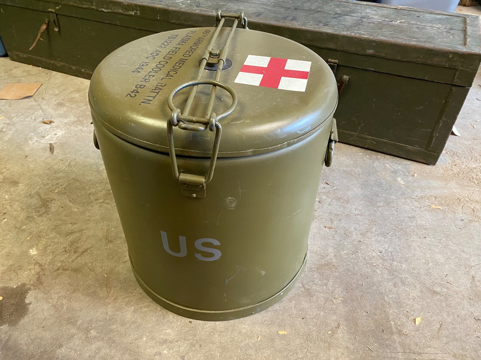 Rare WWII WW2 U.S.Army M-1941 M1941 Round Mermite Blood Bank Can 