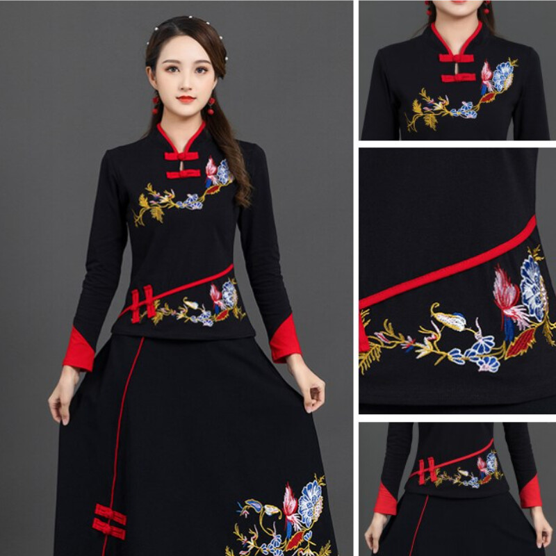 New Chinese Style Vintage Ink Butterfly Shadow V-Neck Shirt