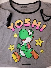 Super Mario Bros Nintendo Grey T Shirt Video Game Youth L Yoshi