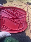 Vtg Tupperware Happy Birthday Cake Red Plastic Cookie Cutter Atomic Star 3"
