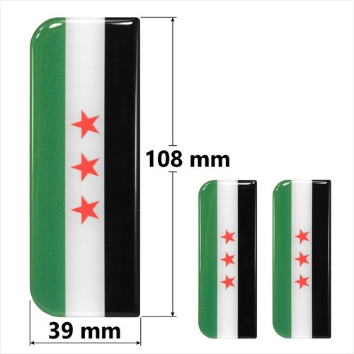 2x 108x39mm Syrien Syrisch 3 Sterne Flagge Nummernschild Gel gewölbt Aufkleber Abzeichen - Bild 2 von 2