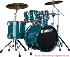 Sonor AQ1 Caribbean Blue Stage 22x17.5/10x7/12x8/16x15/14x6 Birch Drums Hardware