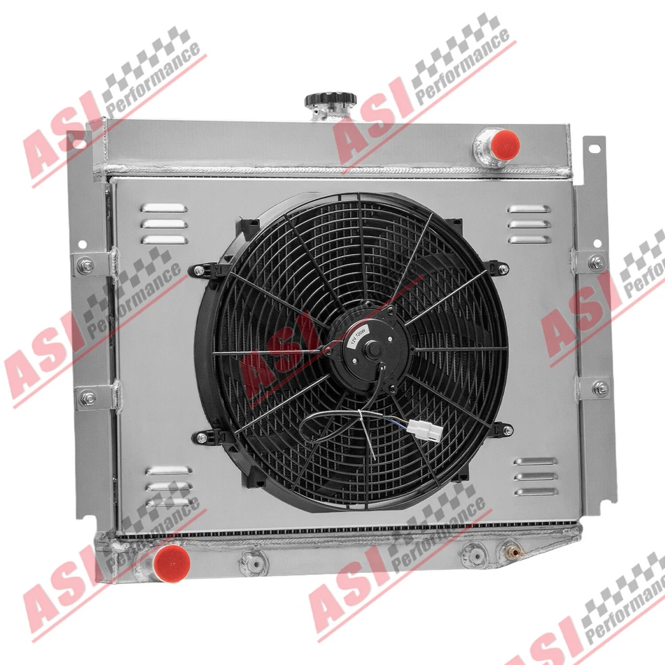 4 Row Radiator w/ Shroud Fan fit 1969-1971 Dodge D100 D200 D300 W100 /W200 6.3L Foto 2 de 4