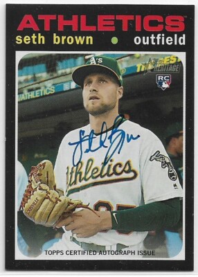 2020 Topps Heritage Seth Brown #ROA-SB Rookie Real One On-Card Auto Athletics