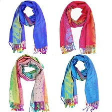 Women Rainbow Festival Scarves Hair Wraps Wedding Shawls Head Covers