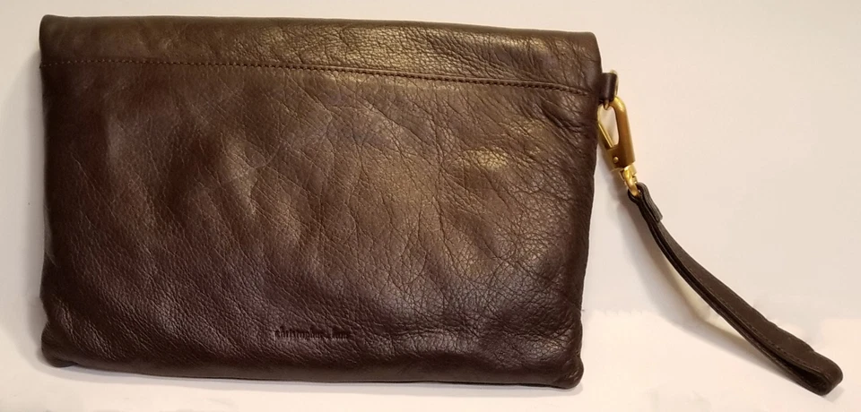 BOLSO CLUTCH CHRISTOPHER KON CUERO NEGRO Y MARRÓN ¡con BOLSO ANTIPOLVO ORIGINAL! Foto 4 de 4