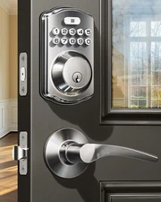 Keyless Entry Door Lock with 2 Lever Handles - Electronic Keypad Deadbolt, Easy