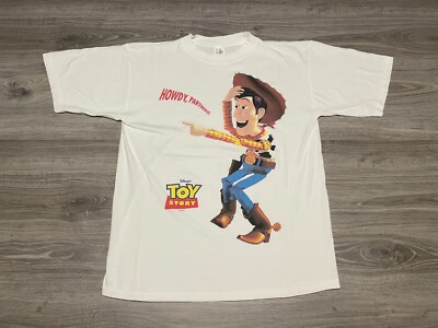 Vintage 1995 Disney Pixar Toy Story Woody Solo Howdy Partner T-Shirt Adult Large