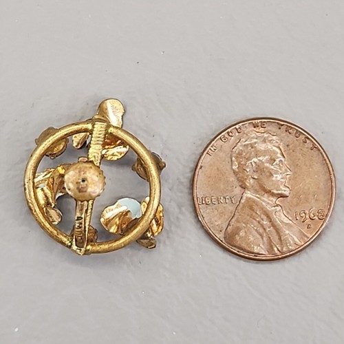 Austrian Crystal Screw Back Earrings Vtg Round Blue Enamel Gold Tone 3/4" - Picture 16 of 16