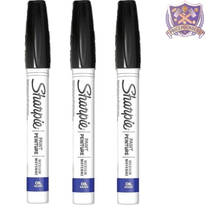 Oil-Based Paint Marker, Medium Point, Black, Pack of 3, Art & Crafts Supply