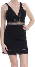 Free People Mini Dress Iris Sleeveless Crochet Trim OB817786 Womens Black 6