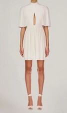 $395 Halston Women's Ivory Alida Keyhole Cape Dress Size Medium