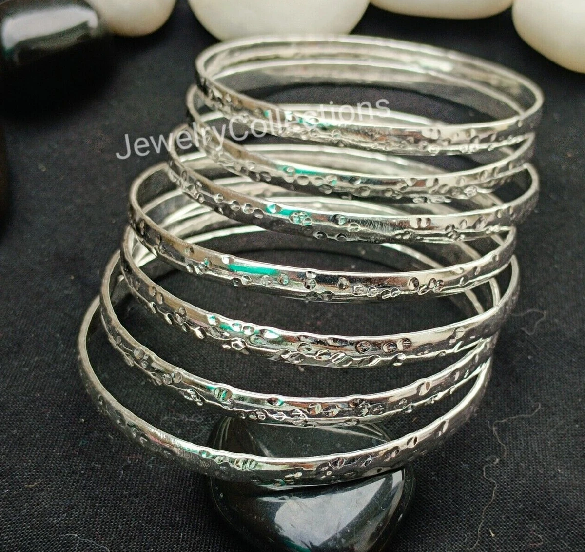 Sterling Silver Bangle Set of 7 Different Bangles